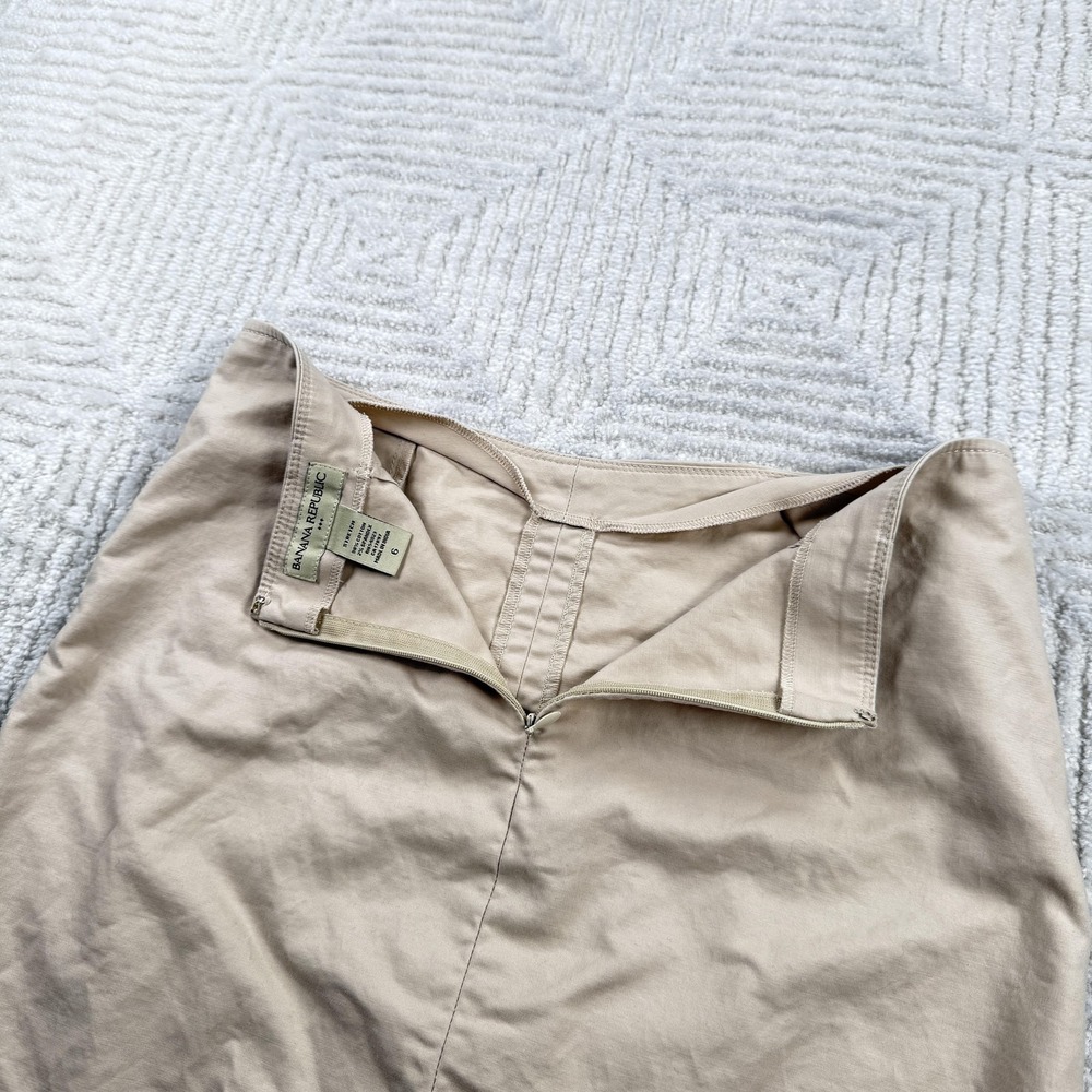 Banana Republic Skirt Womens 6 Beige Twill A Line Stretch Pockets Work Office - Picture 3 of 10